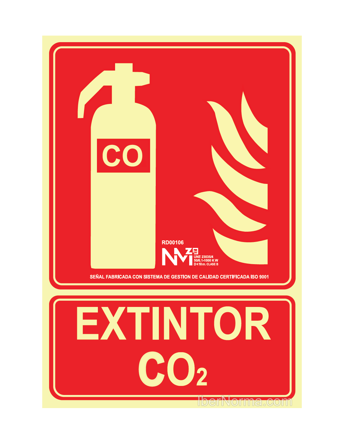 SEÑAL EXTINTOR CO2 PVC 1 mm CLASE A 21x30cm