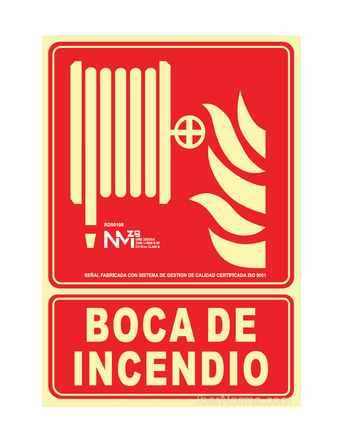 SEÑAL BOCA INCENDIO PVC 1 mm CLASE A 21x30cm