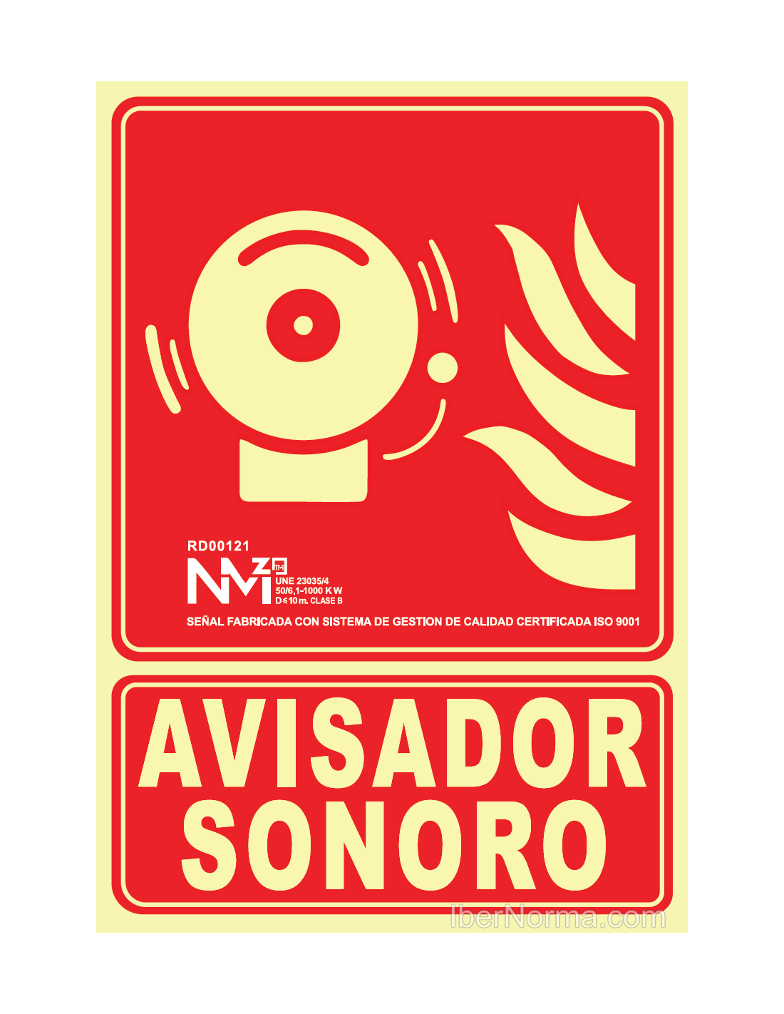 SEÑAL AVISADOR SONORO PVC 1 mm CLASE A 21x30cm