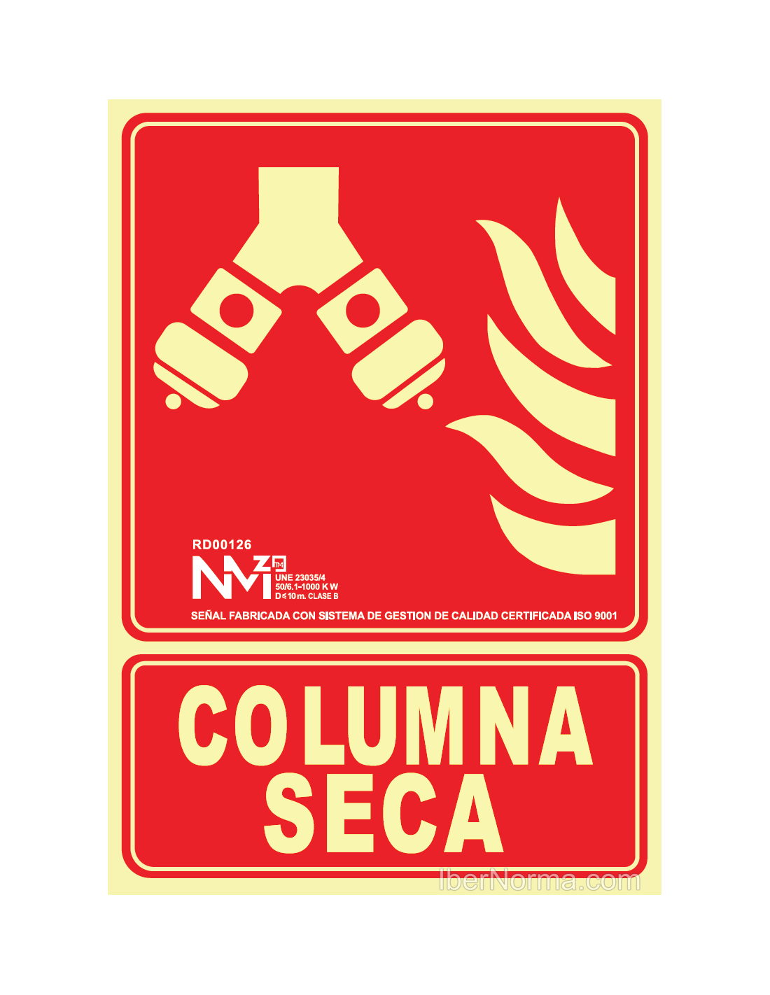 **SEÑAL COLUMNA SECA PVC 0,7 mm CLASE B 21x30cm