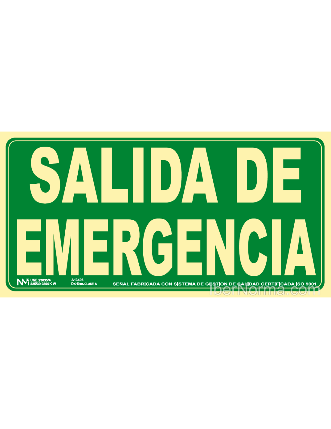 SEÑAL SALIDA EMERGENCIA PVC 0,7mm CLASE B 30X15cm