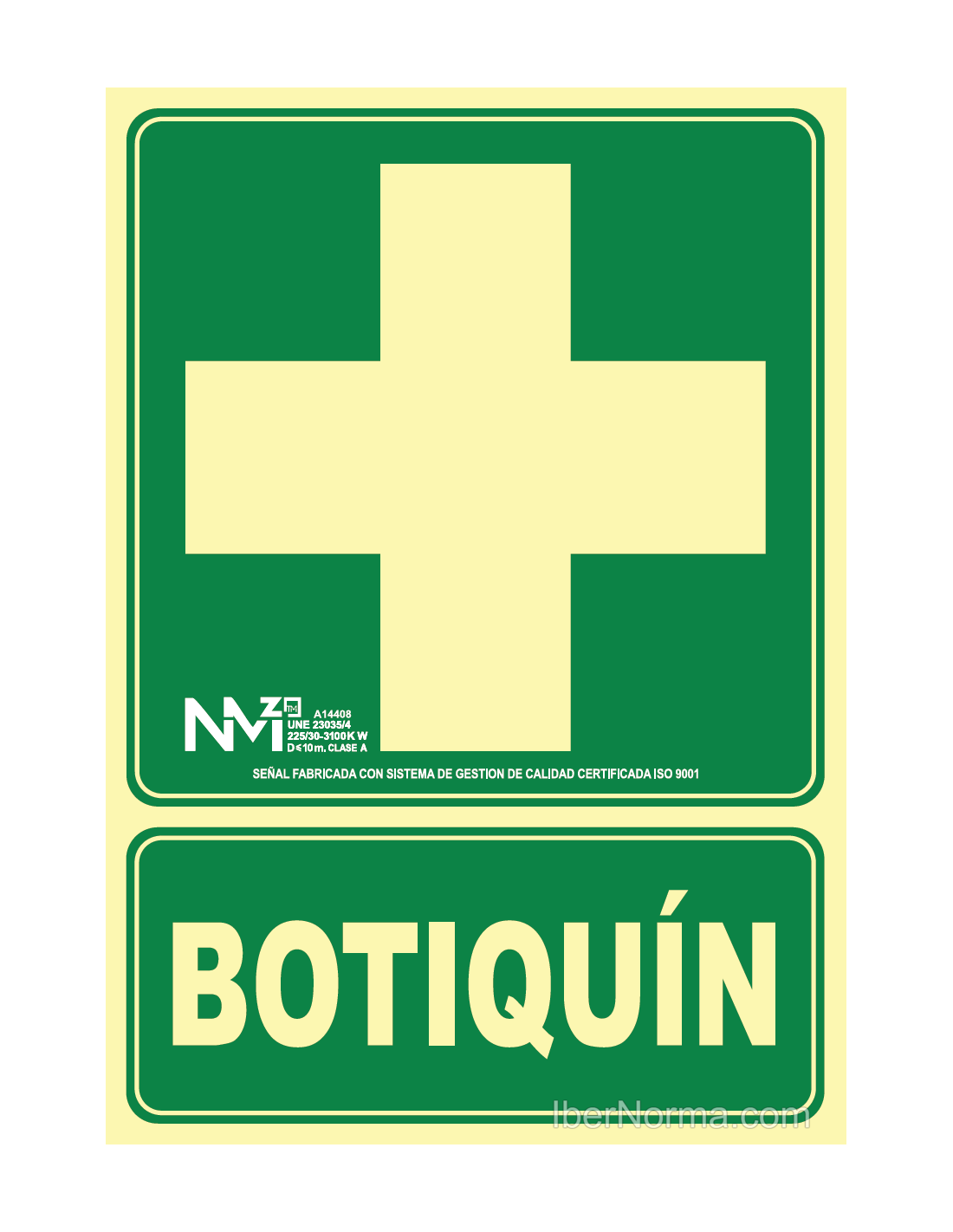 SEÑAL TEXTO BOTIQUIN PVC 0,7 mm CLASE B 22,40X30cm