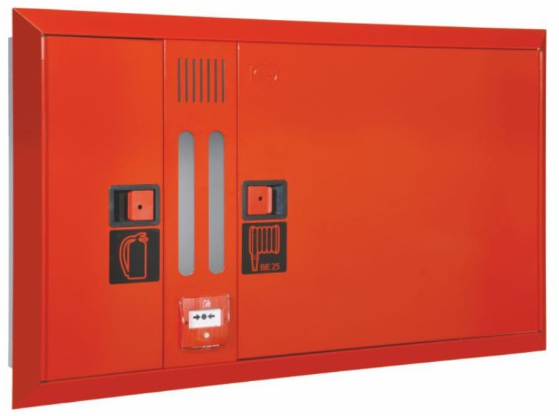 BIE 25-20 NARROW CON MODULO TECNICO Y ARMARIO EXTINTOR EMPOTRAR 695x1190mm RAL3000 PUERTA CIEGA HORIZONTAL