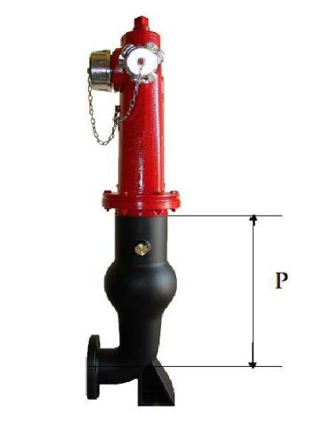HIDRANTE COLUMNA SECA CURVO 3 2x45mm-1x70mm PROF.544mm