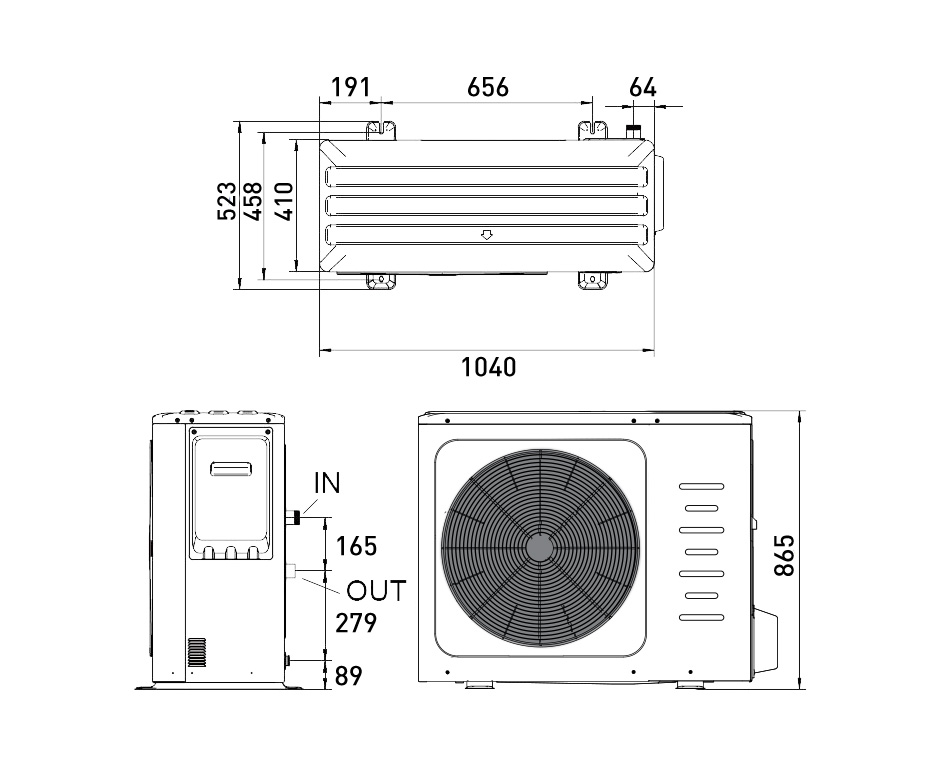 SIME BOMBA DE CALOR AIRE/AGUA MONOBLOC INVERTER SHP M PRO 008 + COMANDO REMOTO 8,3 kWf y 8,4 kWc